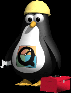Tux the Linux penguin in a construction worker outfit